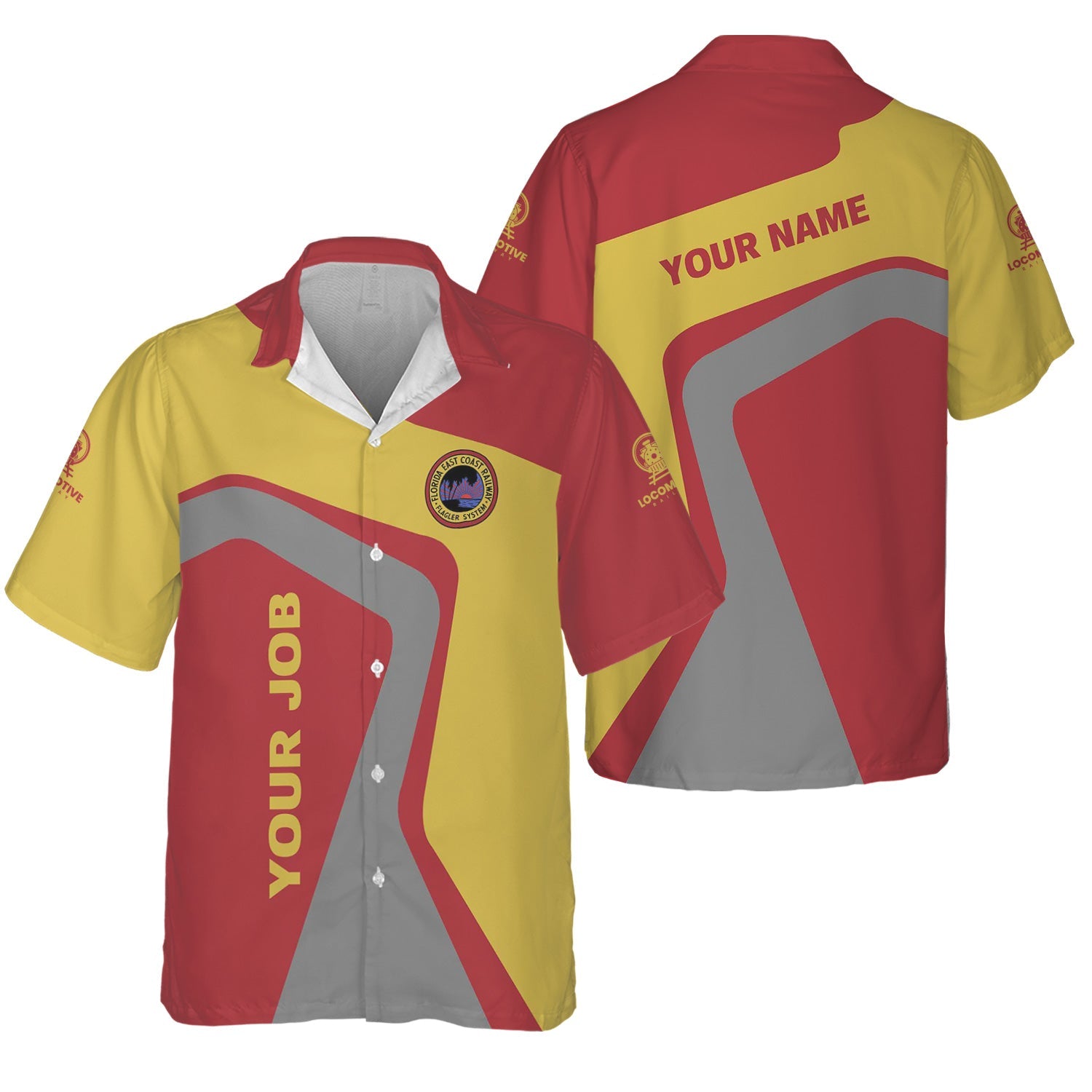 Railspirit Personalized Florida East Coast Railway Hawaiian Shirt Unique Design with Custom Job Position Train Shirt