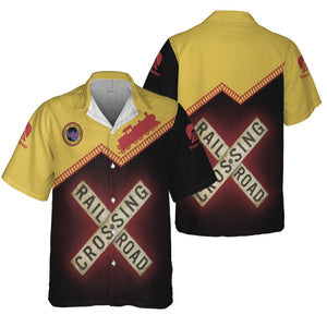 Railspirit Personalized Florida East Coast Railway Hawaiian Shirt Railroad Crossing Printed Train Track Shirt