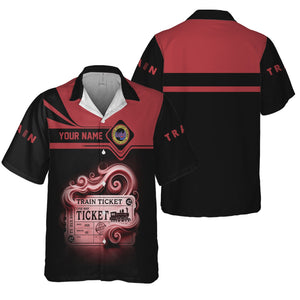 Railspirit Personalized Florida East Coast Railway Hawaiian Shirt Train Ticket American Locomotive Printed Train