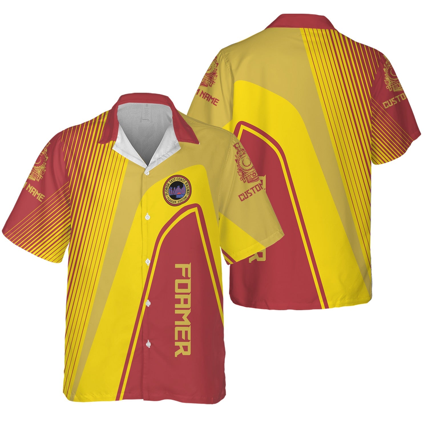 Railspirit Personalized Florida East Coast Railway Hawaiian Shirt Vibrant Striking Style Shirt For Rail Enthusiasts