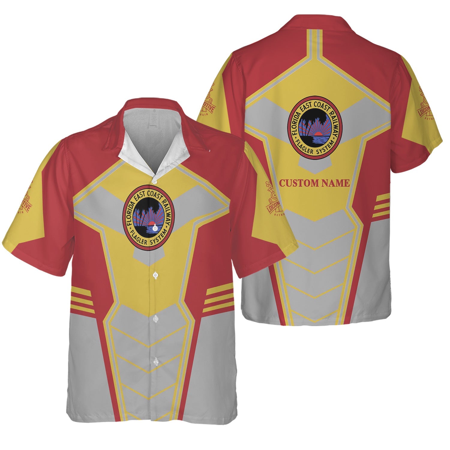 Railspirit Personalized Florida East Coast Railway Hawaiian Shirt Engine-Inspired Style Train Shirt for Railroad Fanatic