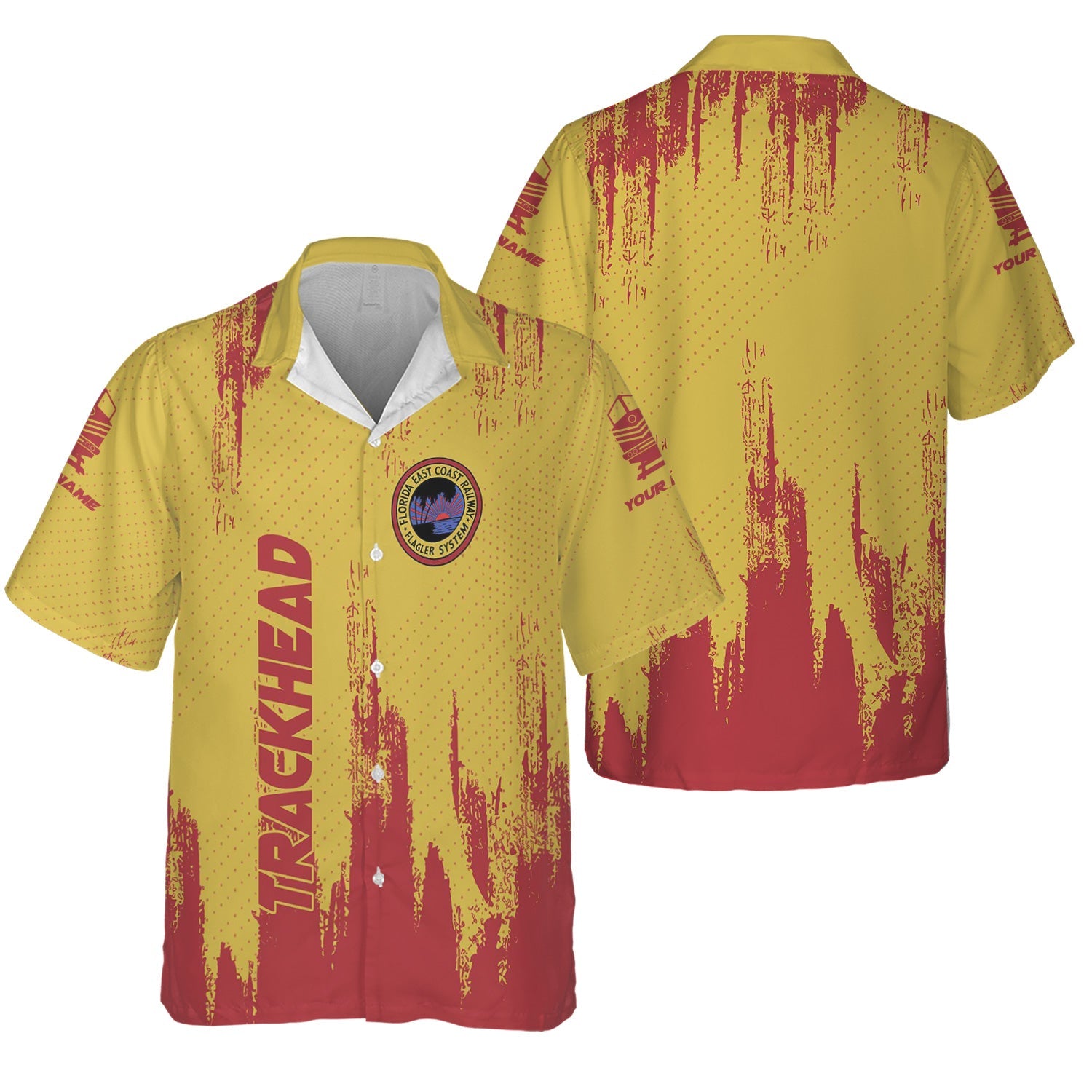 Railspirit Personalized Florida East Coast Railway Hawaiian Shirt Paint Impact Design Train Shirt for Trackhead