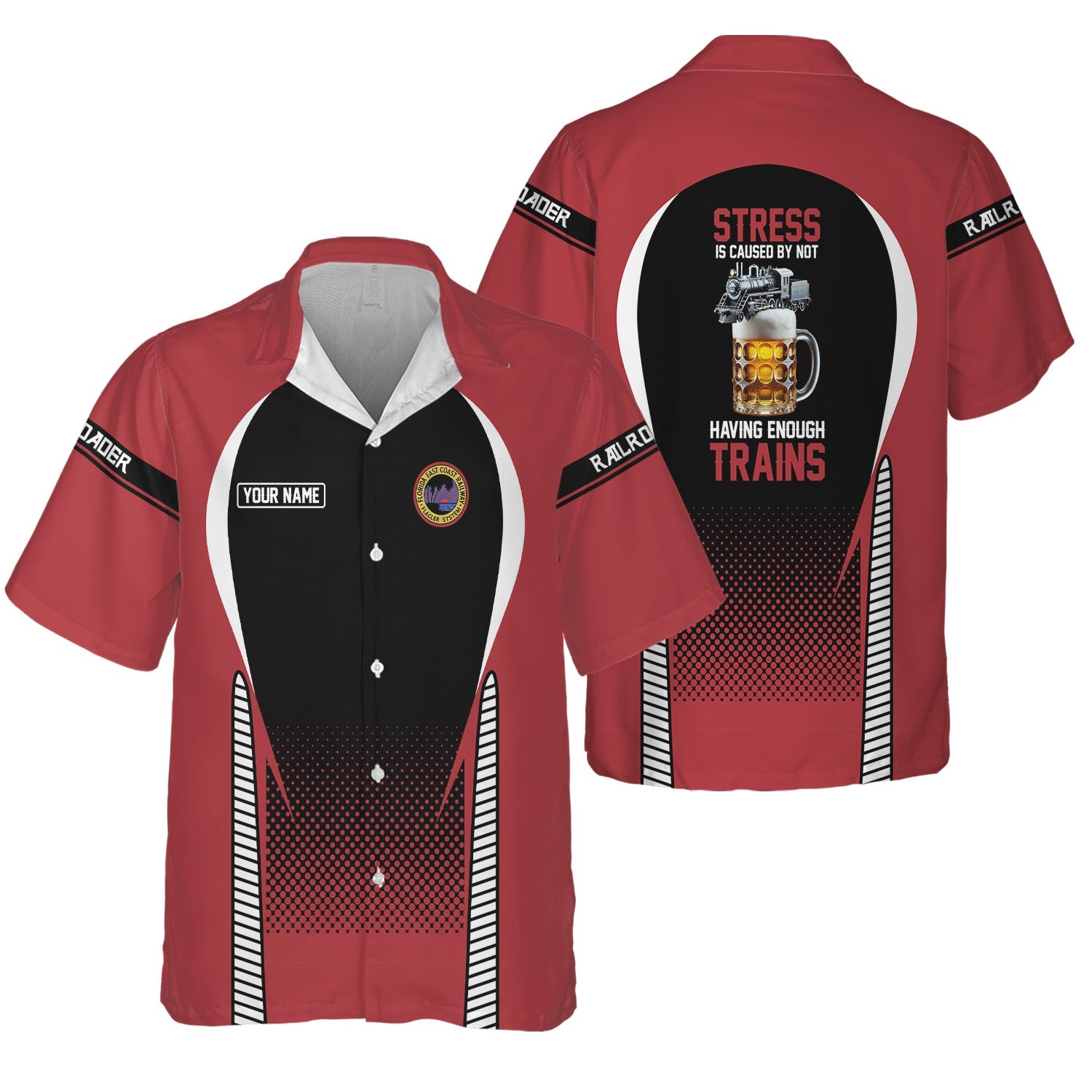 Railspirit  Personalized  Florida East Coast Railway Hawaiian Shirt  Stress Is Caused By Not Having Enough Trains  Shirt All Over Print