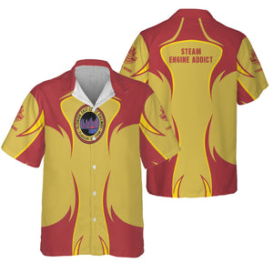 Railspirit Personalized Florida East Coast Railway Hawaiian Shirt Distinctive Flame Style Shirt For Steam Engine Addict