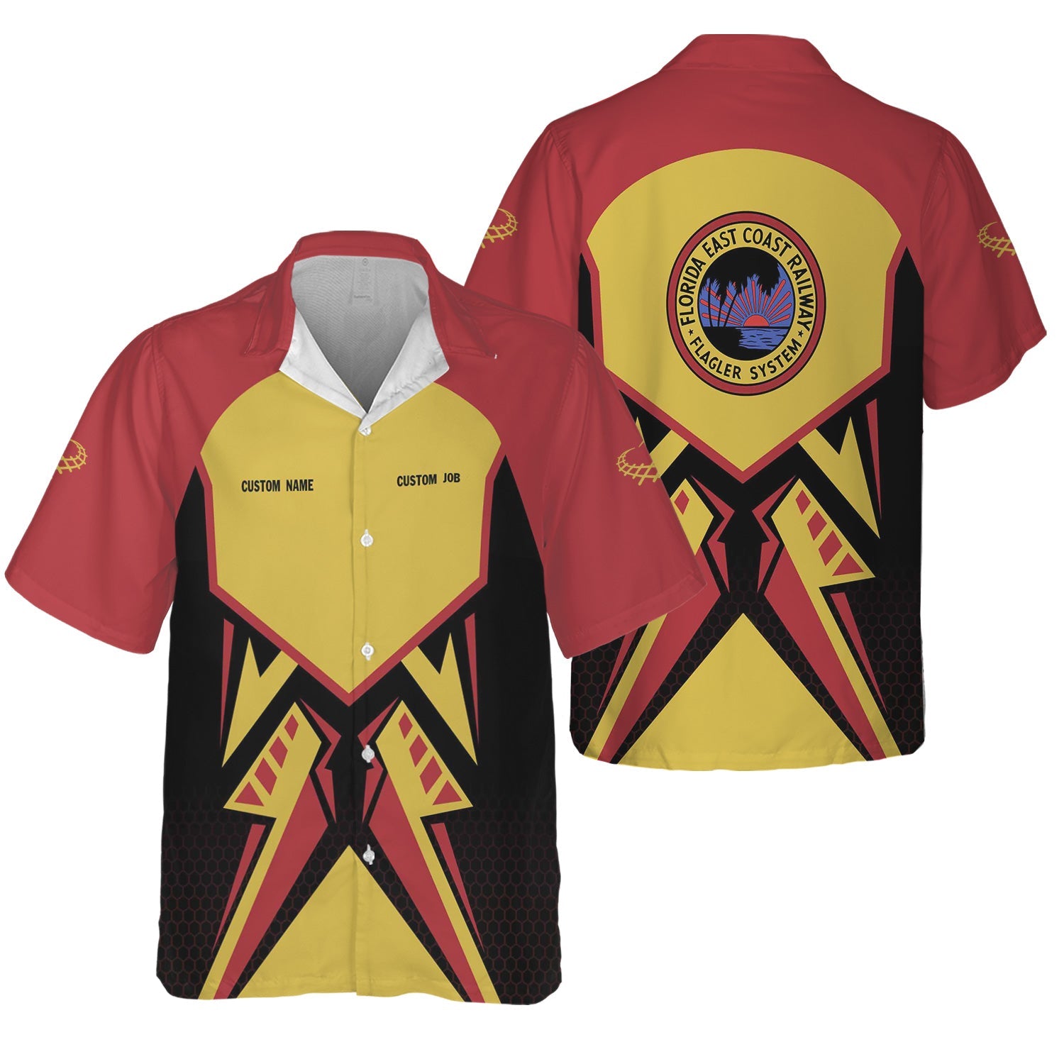 Railspirit Personalized Florida East Coast Railway Hawaiian Shirt Vibriant Style with Custom Position Train Shirt