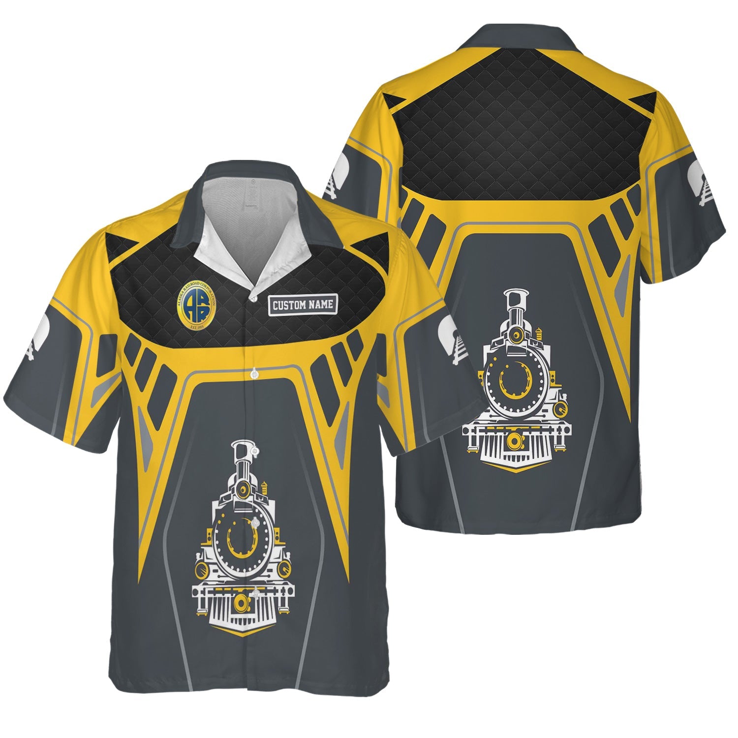 Railspirit Personalized Alaska Railroad Hawaiian Shirt Steam Locomotive Engine Graphic Train Shirt All Over Print