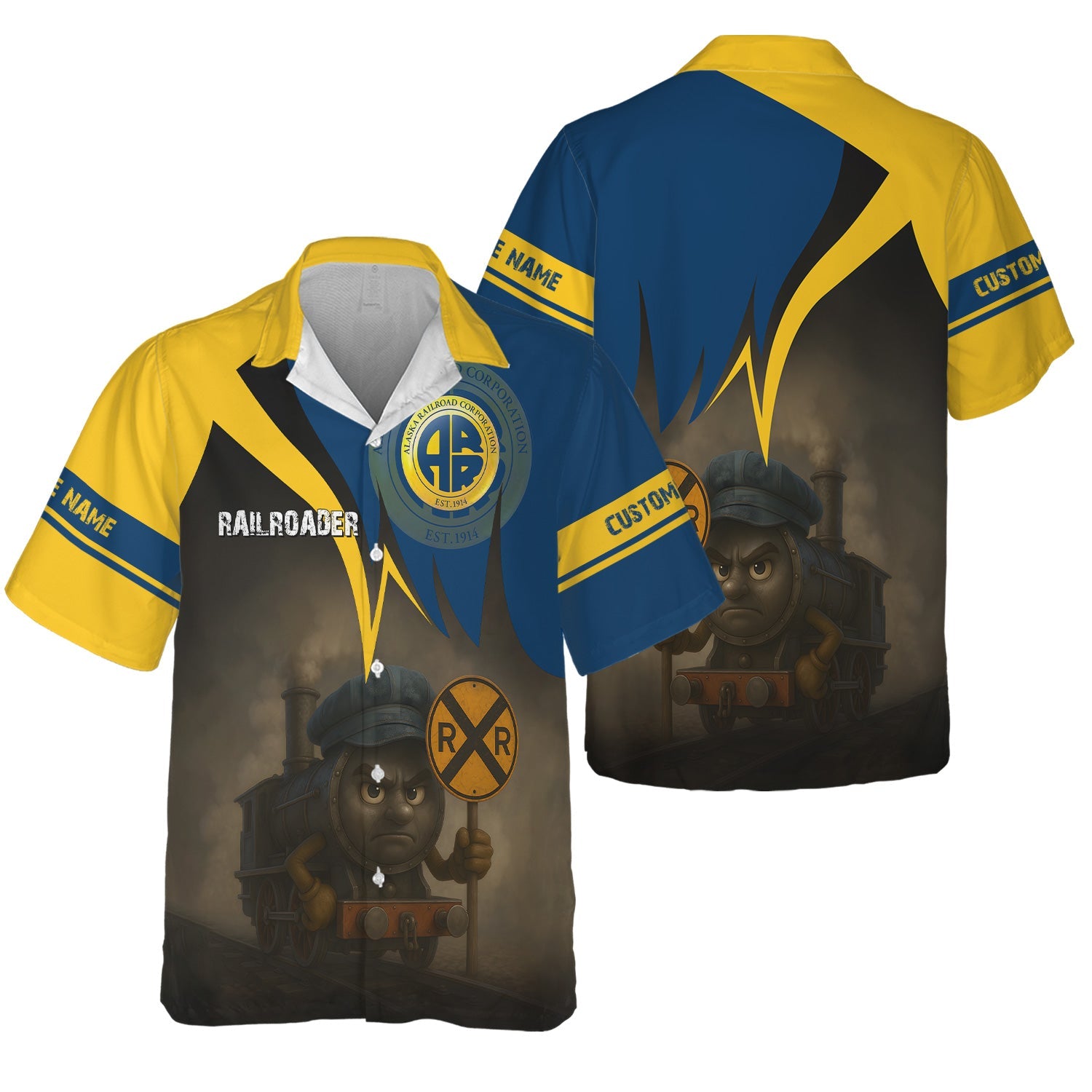 Railspirit Personalized Alaska Railroad Hawaiian Shirt Angry Train Haw ...