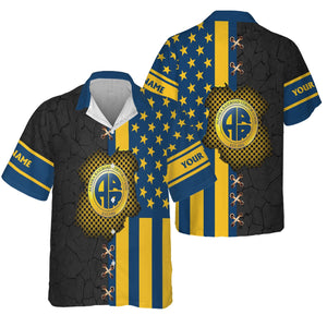 Railspirit Personalized Alaska Railroad Hawaiian Shirt American Flag with Crack Effect Train Shirt