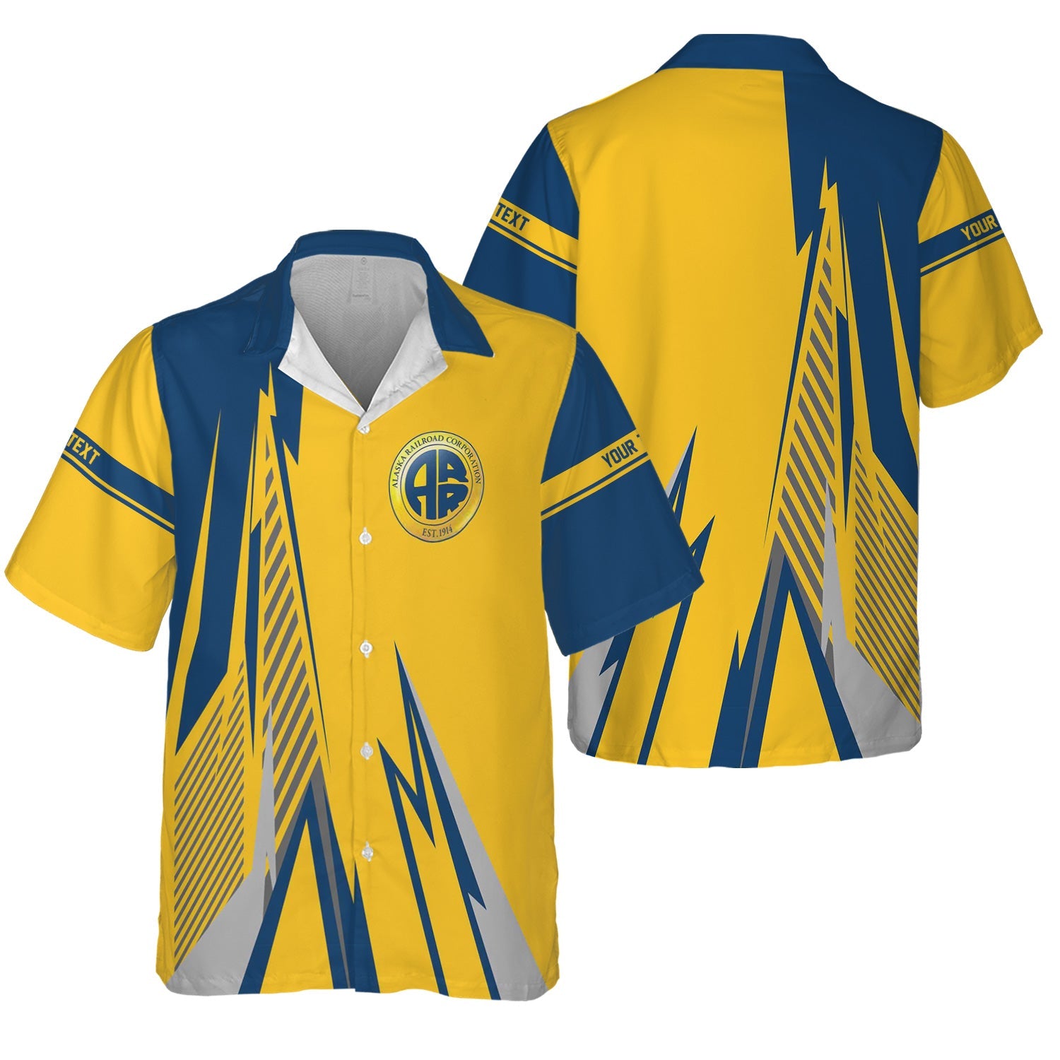 Railspirit Personalized Alaska Railroad Hawaiian Shirt Lightning-Inspired Railway Style Shirt For Train Lovers