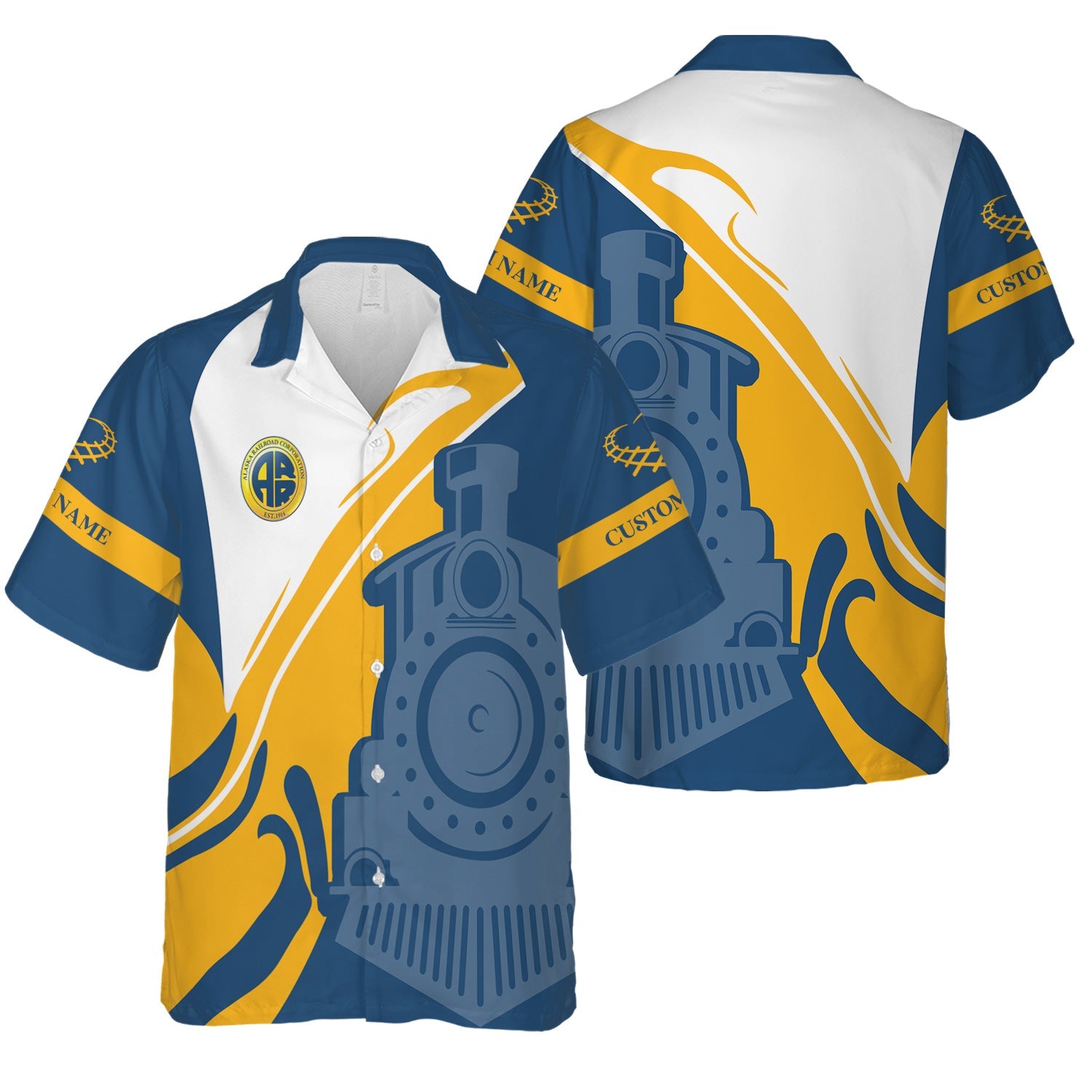 Railspirit Personalized Alaska Railroad Hawaiian Shirt Flame-Inspired Style Shirt Gift Idea For Train Lovers