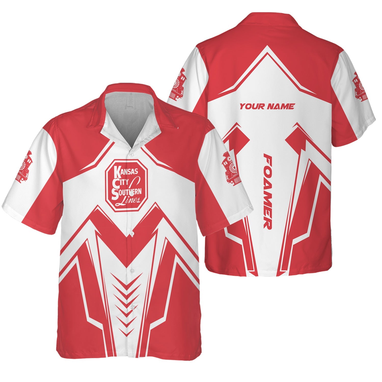 Railspirit Personalized Kansas City Southern Hawaiian Shirt Railway Trainspotter Style Shirt Gift Idea For Foamers