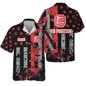 Railspirit Personalized Kansas City Southern Hawaiian Shirt Artistic Paint American Flag Style Train Shirt