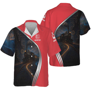 Railspirit Personalized Kansas City Southern Hawaiian Shirt Steampunk Locomotive with Custom Year Train Shirt