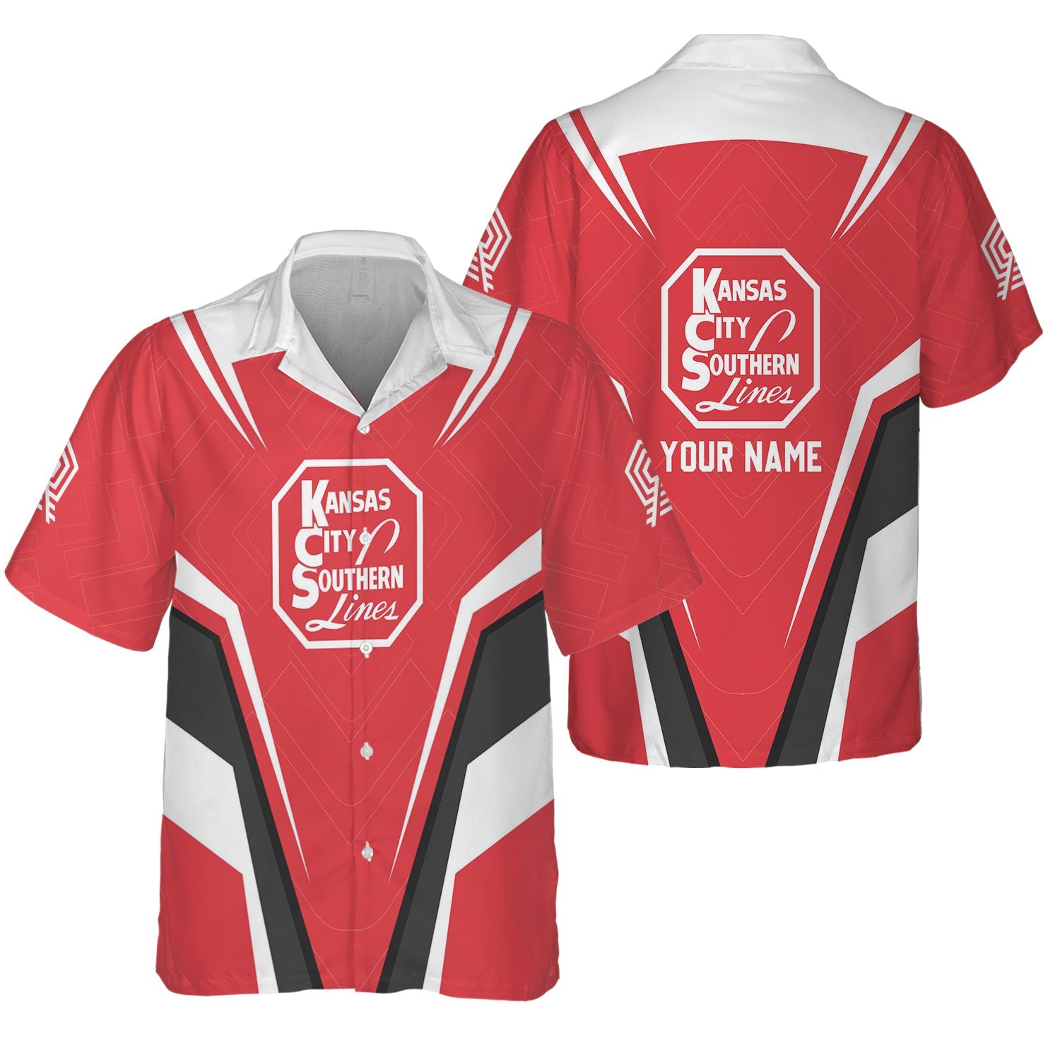 Railspirit Personalized Kansas City Southern Hawaiian Shirt Railway Inspired Apparel Train Shirt For Train Lovers