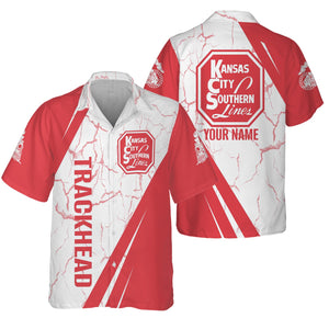 Railspirit Personalized Kansas City Southern Hawaiian Shirt Crackle Texture Style Shirt For Trackhead