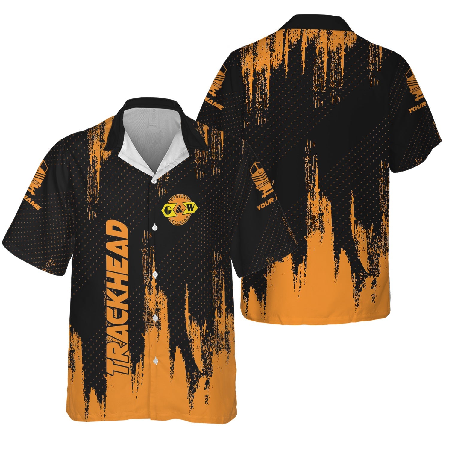Railspirit Personalized Genesee & Wyoming Inc. Railroad Hawaiian Shirt Paint Impact Design Train Shirt for Trackhead