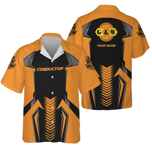 Railspirit Personalized Genesee & Wyoming Inc. Railroad Hawaiian Shirt Standout Style with Custom Position Train Shirt