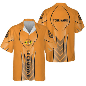 Railspirit Personalized Genesee & Wyoming Inc. Railroad Hawaiian Shirt Striking Line Style Train Shirt For Locomotive Lovers