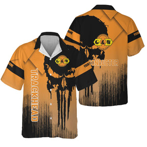 Railspirit Personalized Genesee & Wyoming Inc. Railroad Hawaiian Shirt Skull Design with Custom Job Train Shirt for Trackhead Crew