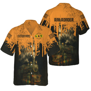 Railspirit Personalized Genesee & Wyoming Inc. Railroad Hawaiian Shirt Vintage Train Art Style Shirt For Locomotive Fans