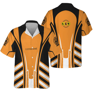 Railspirit Personalized Genesee & Wyoming Inc. Railroad Hawaiian Shirt Striped Railroad Style Train Shirt All Over Print