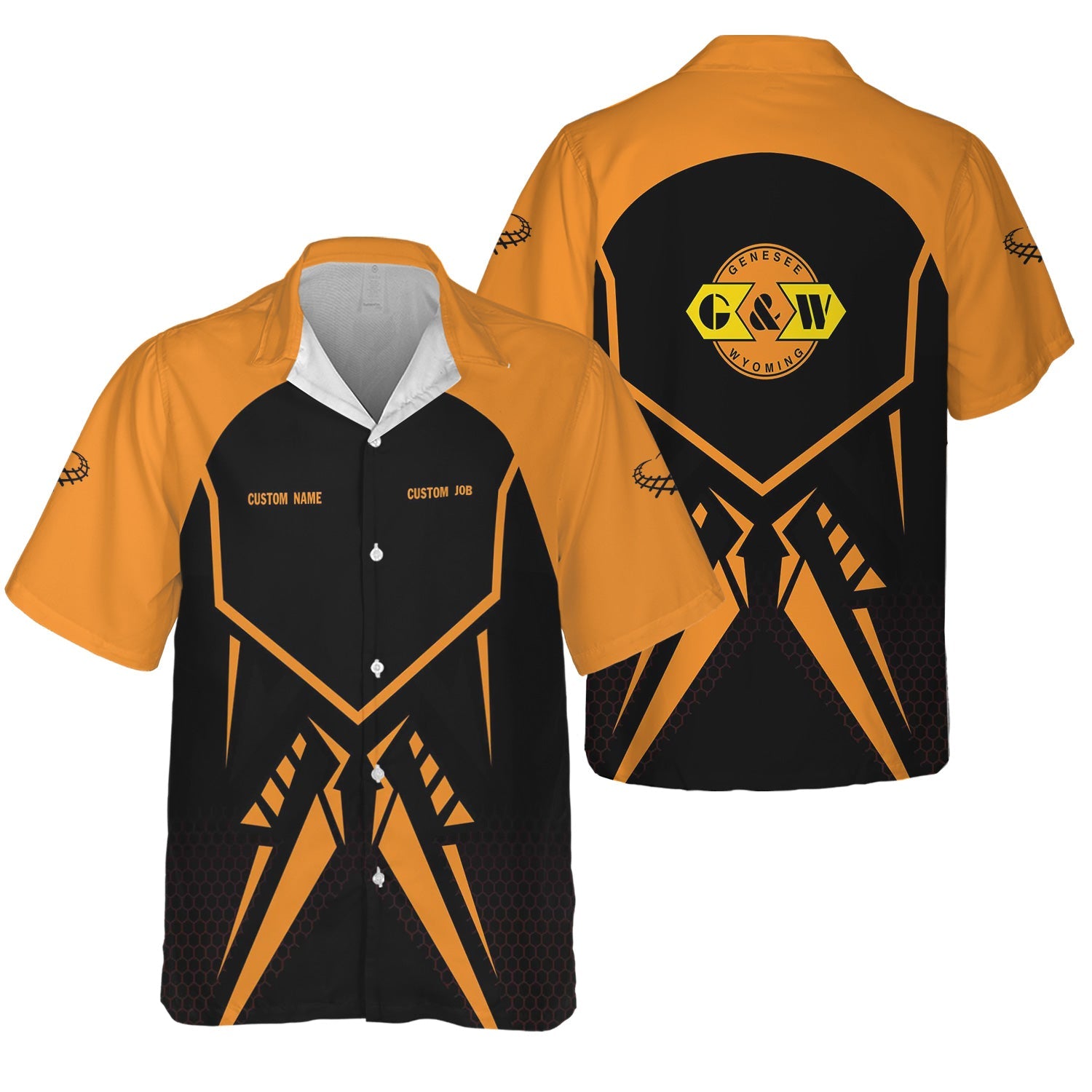 Railspirit Personalized Genesee & Wyoming Inc. Railroad Hawaiian Shirt Vibriant Style with Custom Position Train Shirt