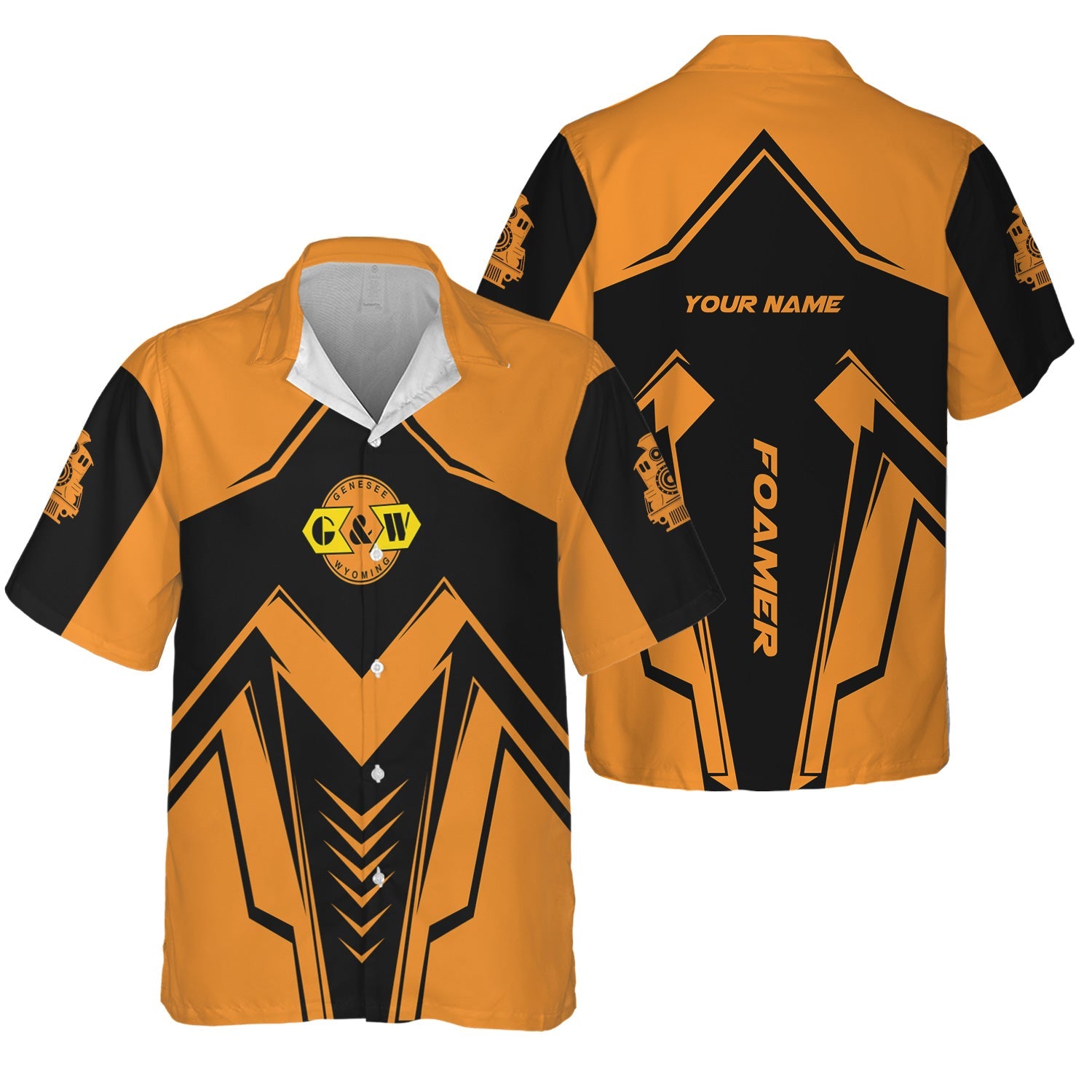 Railspirit Personalized Genesee & Wyoming Inc. Railroad Hawaiian Shirt Railway Trainspotter Style Shirt Gift Idea For Foamers