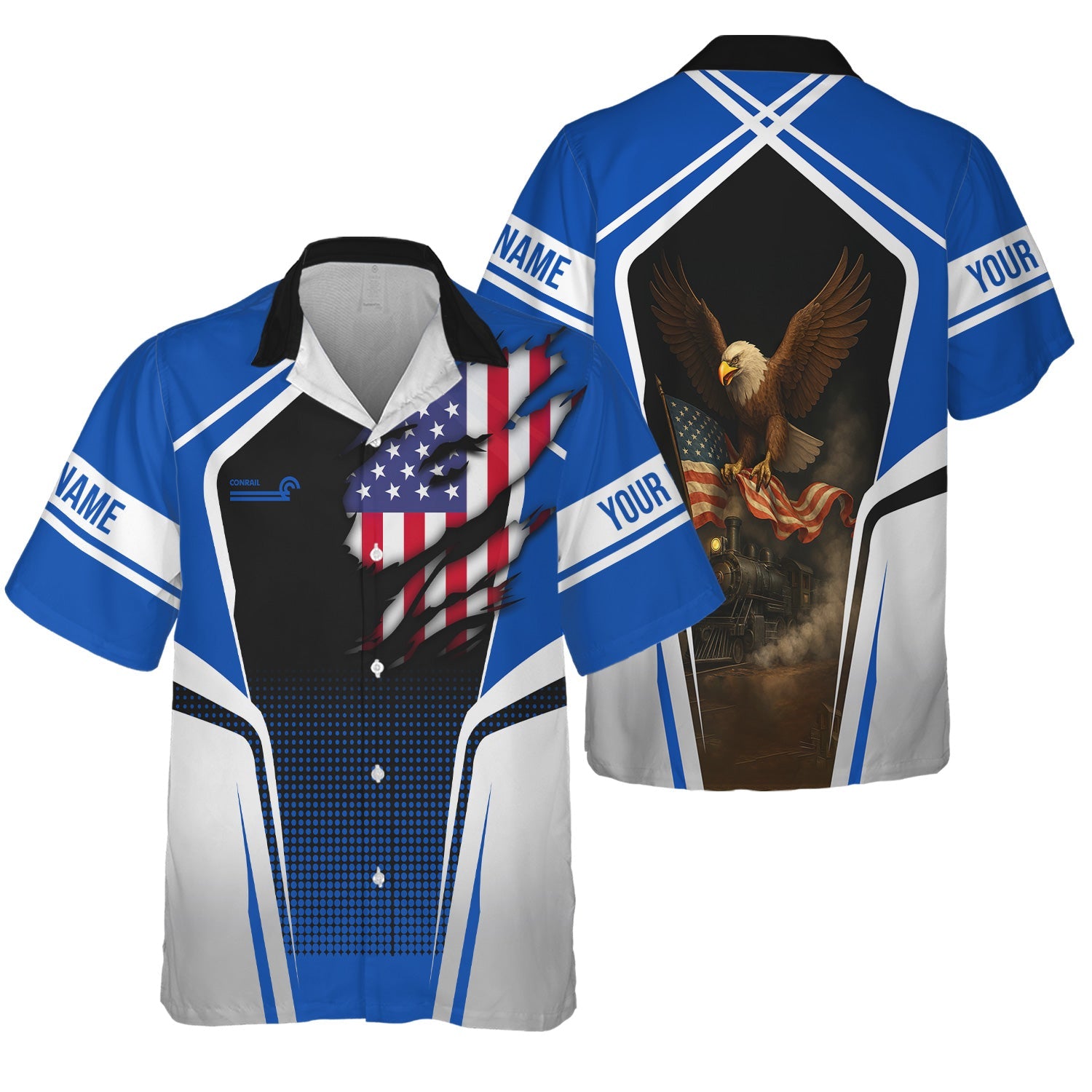 Railspirit Personalized Conrail Railroad Hawaiian Shirt American Eagle Vintage Train Shirt