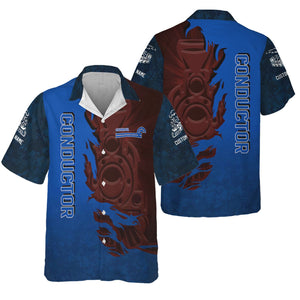 Railspirit Personalized Conrail Railroad Hawaiian Shirt Blazing Style with Custom Position Train Shirt