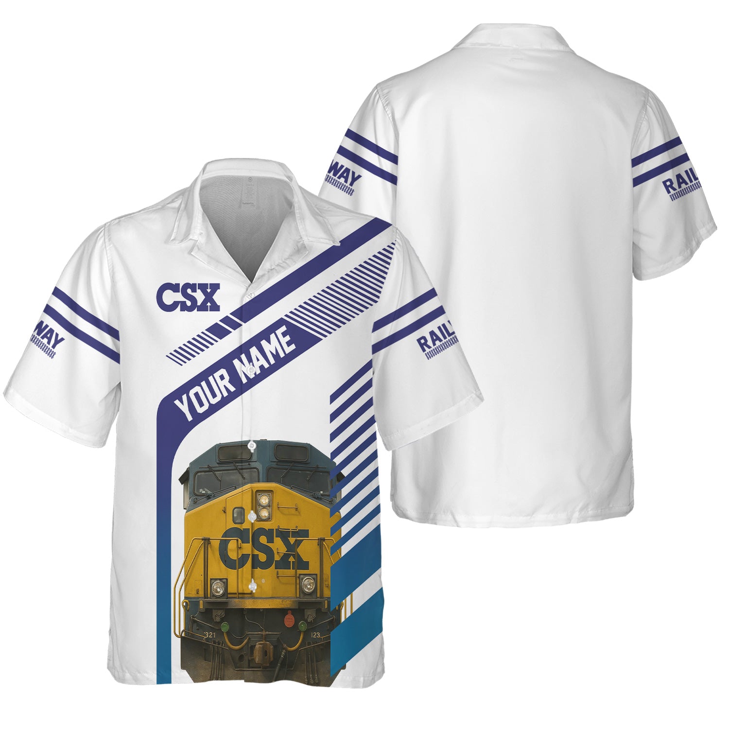 Railspirit Personalized CSX Transportation Railroad Hawaiian Shirt CSX Engine Graphic Shirt