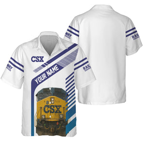 Railspirit Personalized CSX Transportation Railroad Hawaiian Shirt CSX Engine Graphic Shirt