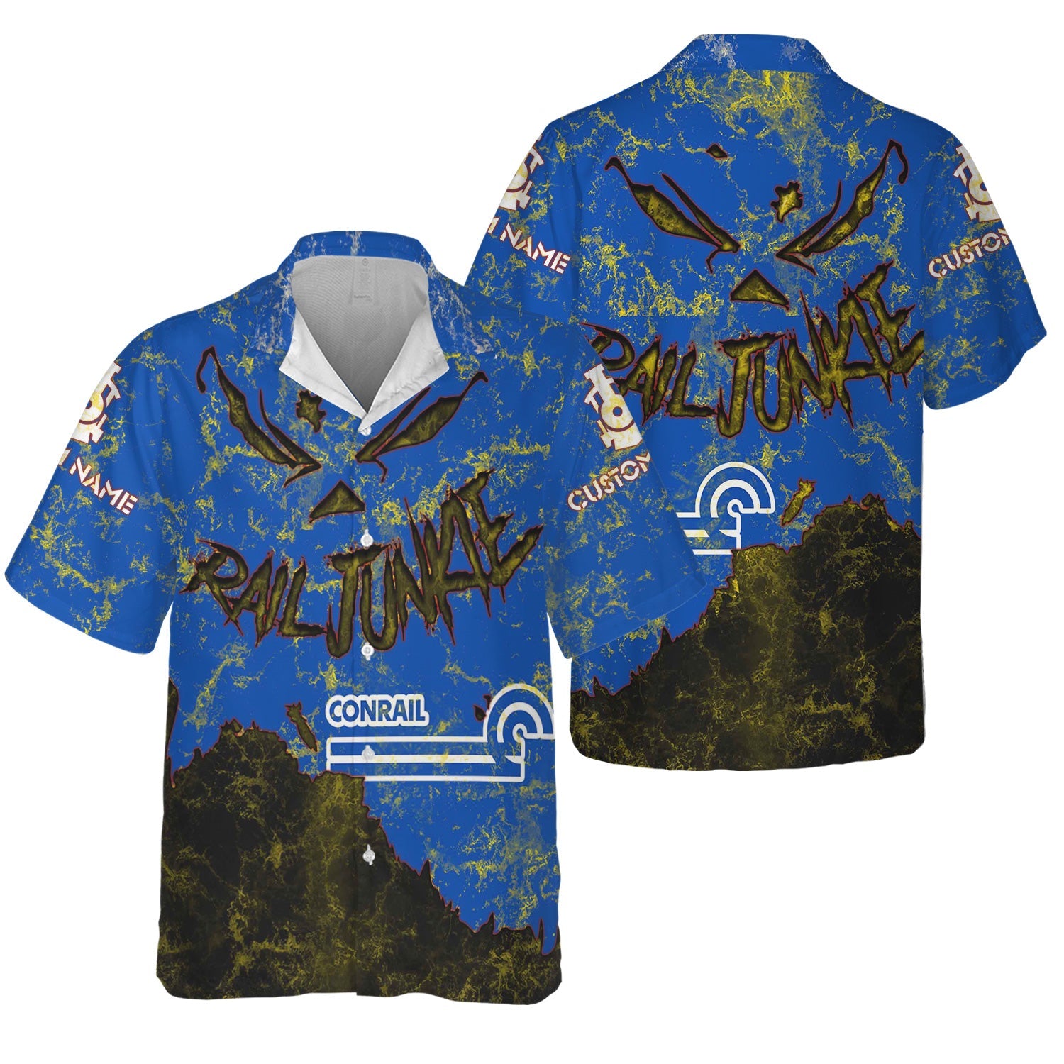 Railspirit Personalized Conrail Railroad Hawaiian Shirt Torn Graphic Style Train Shirt For Rail Junkie