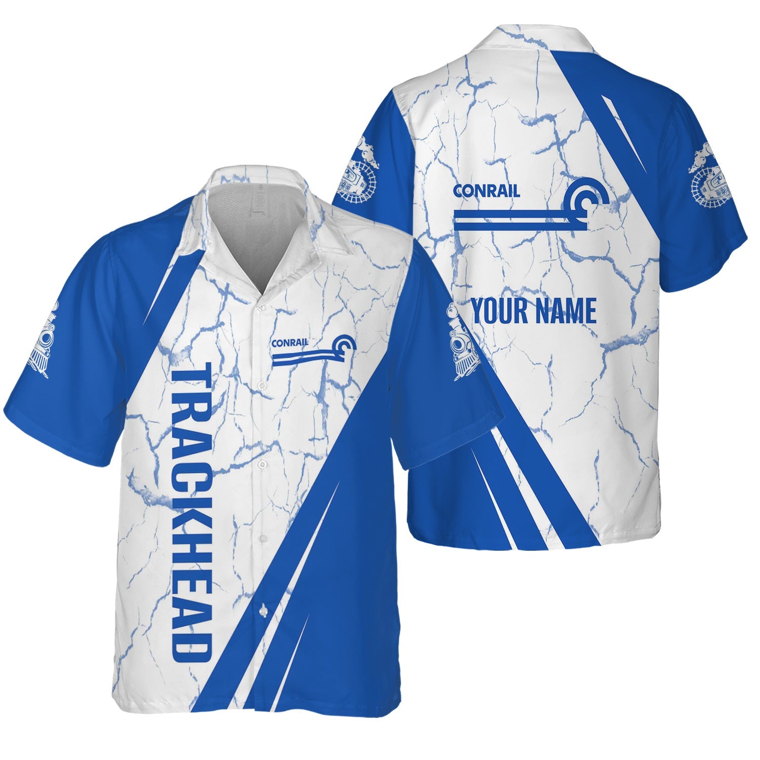 Railspirit Personalized Conrail Railroad Hawaiian Shirt Crackle Texture Style Shirt For Trackhead