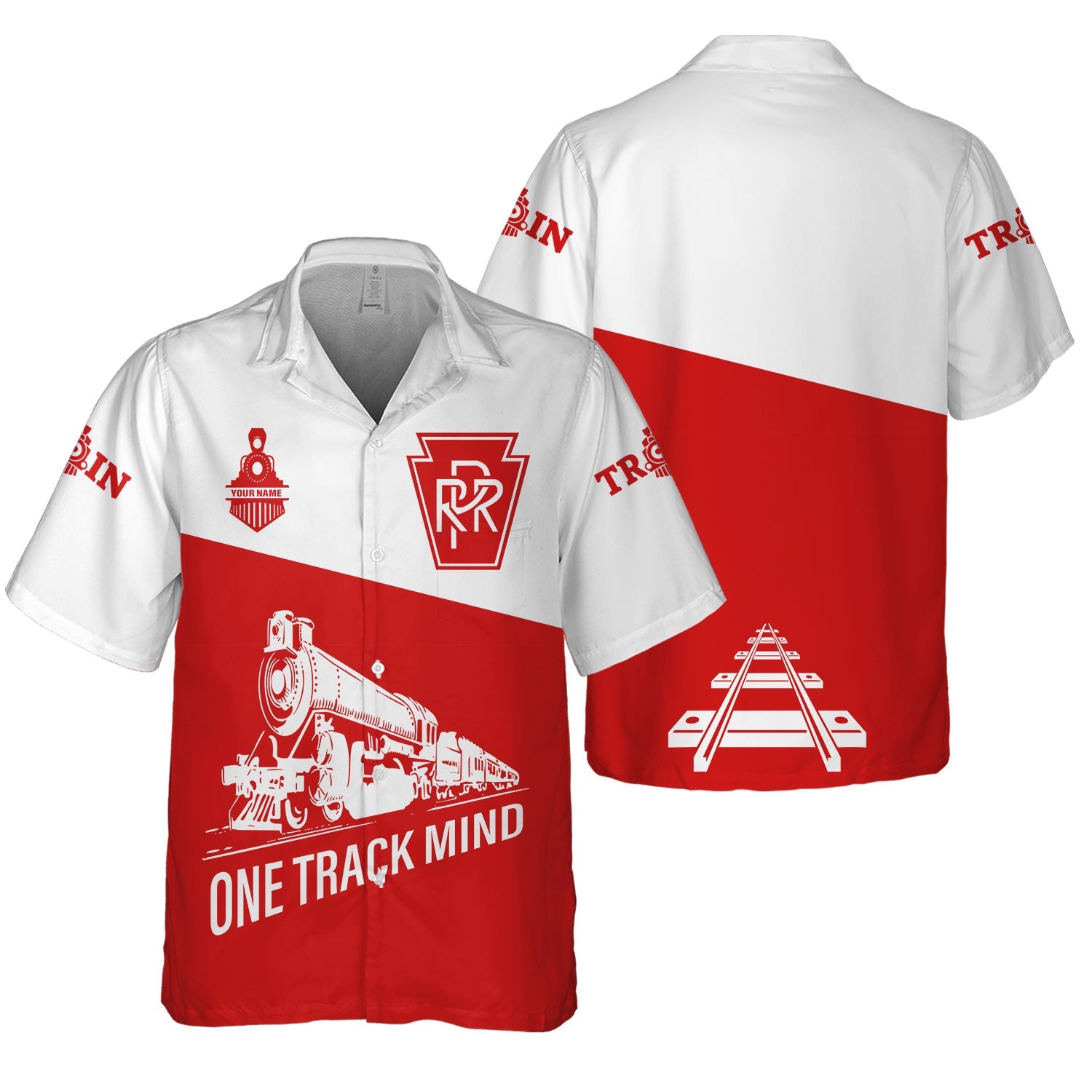 Railspirit Personalized Pennsylvania Railroad Hawaiian Shirt One Track Mind Unisex Train Shirt Gift Idea For Train Lover