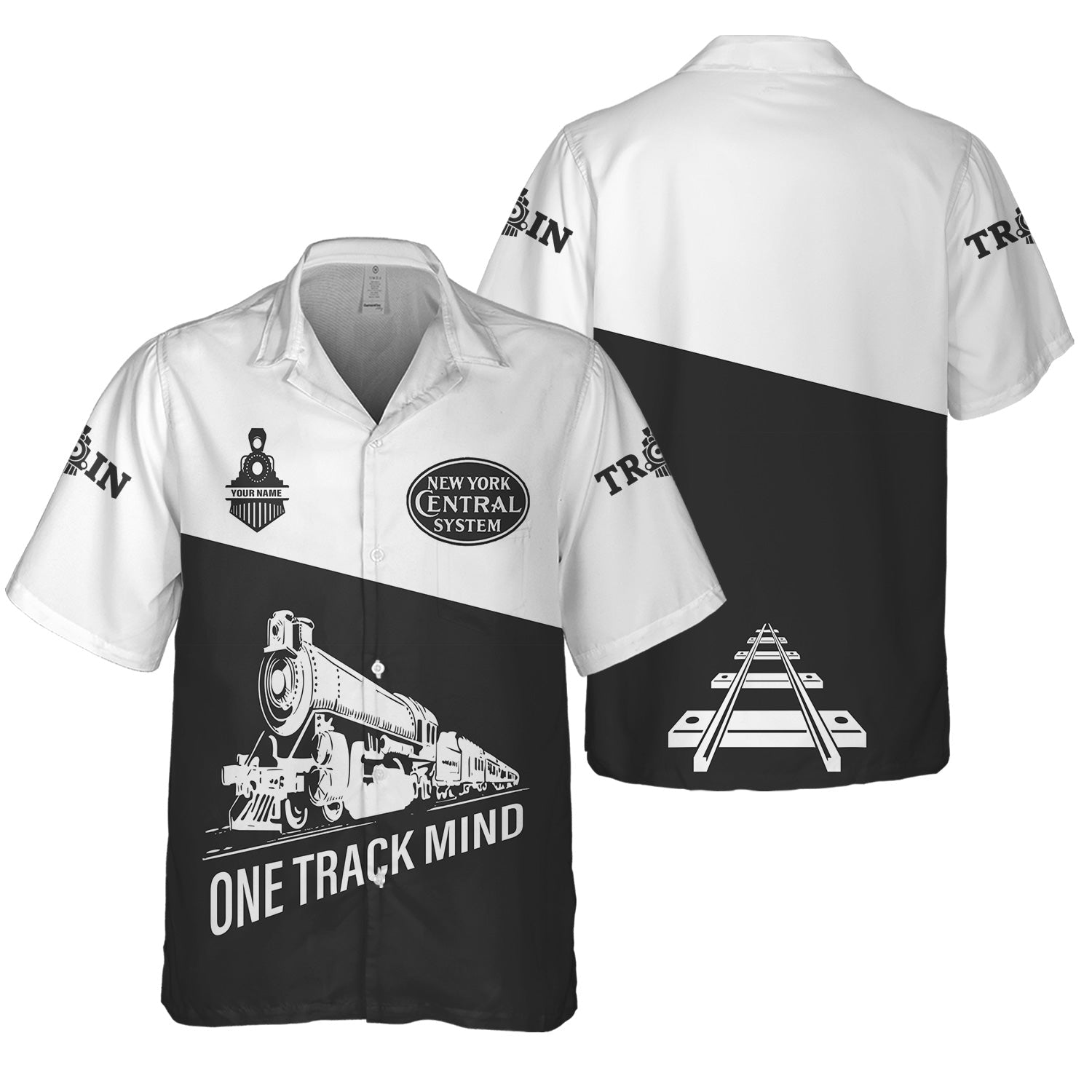 Railspirit Personalized New York Central Railroad Hawaiian Shirt One Track Mind Unisex Train Shirt Gift Idea For Train Lover