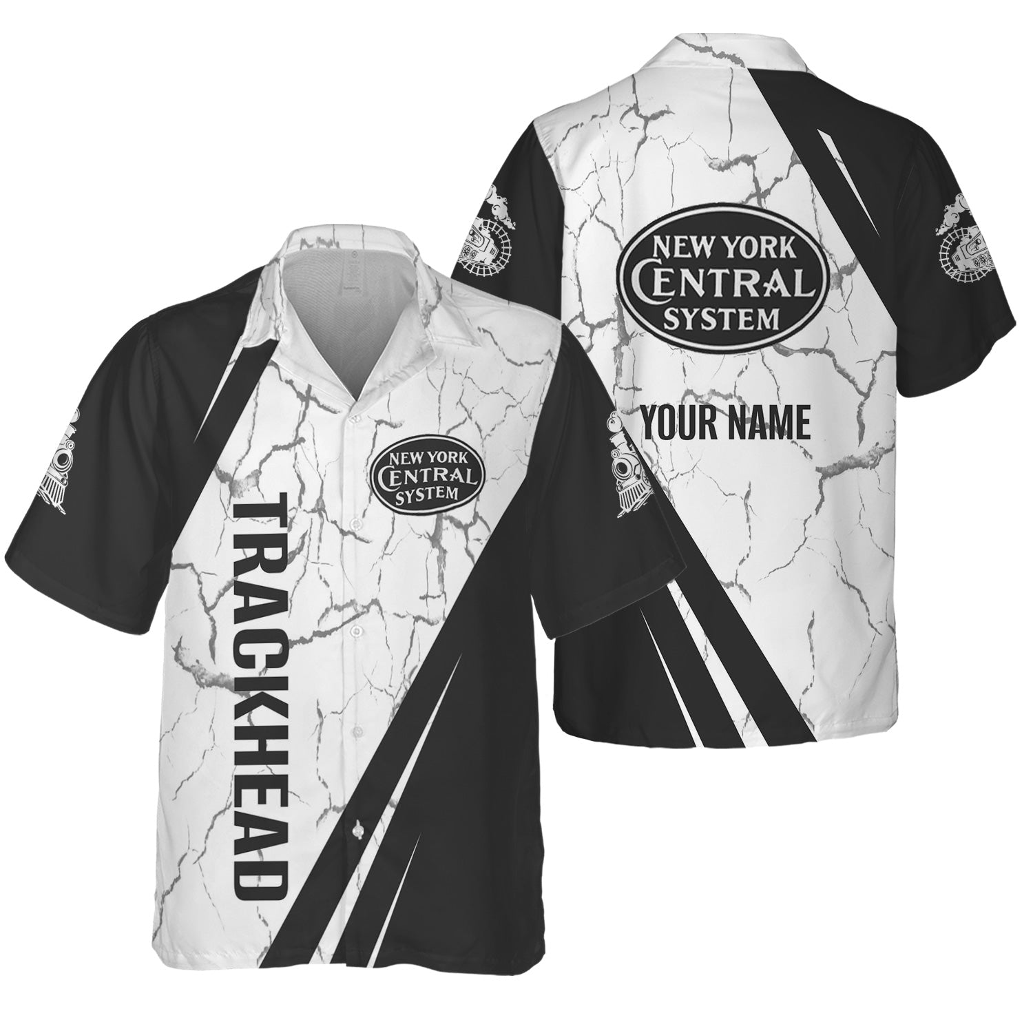 Railspirit Personalized New York Central Railroad Hawaiian Shirt Crackle Texture Style Shirt For Trackhead