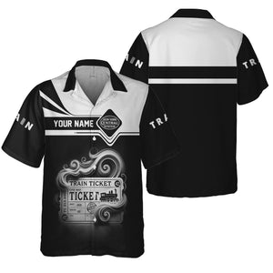 Railspirit Personalized New York Central Railroad Hawaiian Shirt Train Ticket  American Locomotive Printed Train