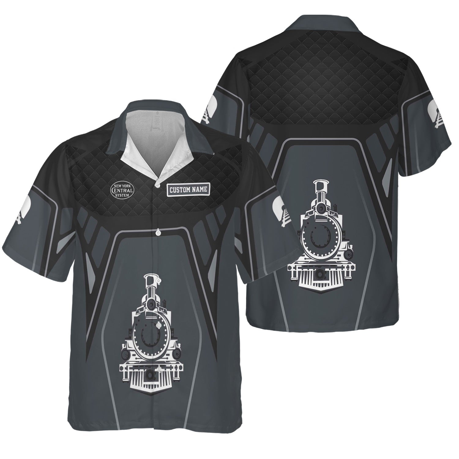 Railspirit Personalized New York Central Railroad Hawaiian Shirt Steam Locomotive Engine Graphic Train Shirt All Over Print