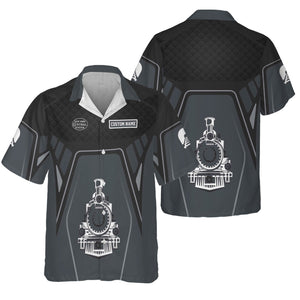 Railspirit Personalized New York Central Railroad Hawaiian Shirt Steam Locomotive Engine Graphic Train Shirt All Over Print