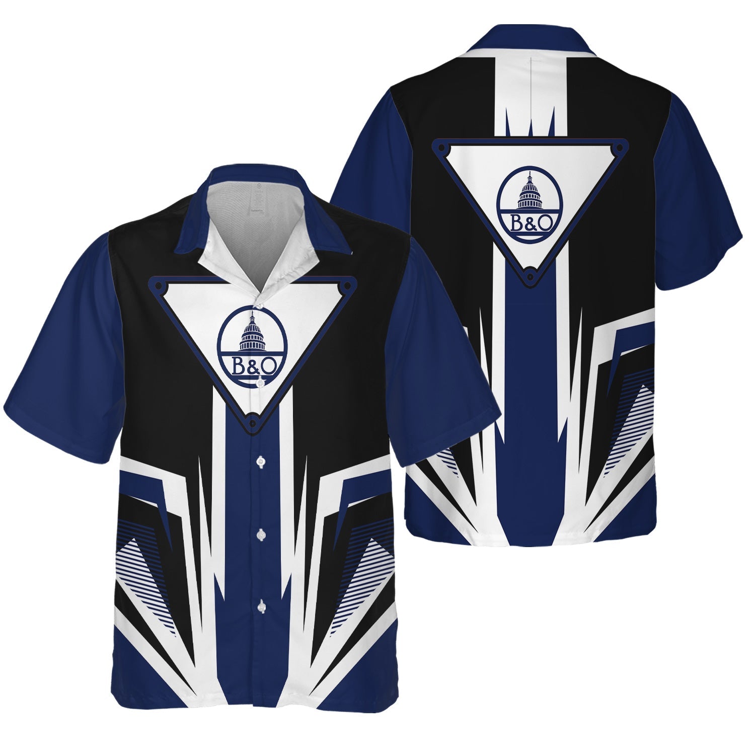 Railspirit Baltimore and Ohio Railroad Hawaiian Shirt Bold Graphic Style B&O All Over Printed Shirt