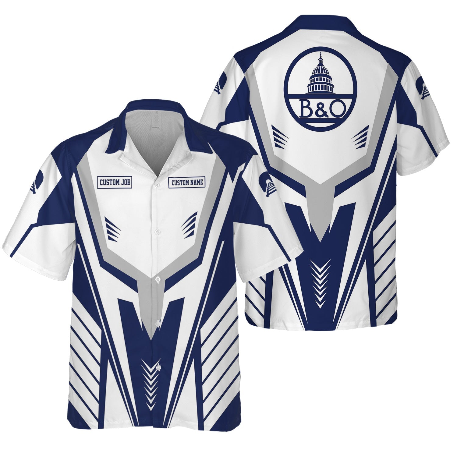 Railspirit Personalized Baltimore and Ohio Railroad Hawaiian Shirt Workwear-Inspired with Custom Position B&O Train Shirt