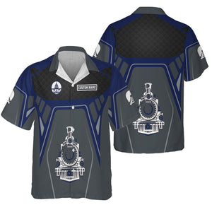 Railspirit Personalized Baltimore and Ohio Railroad Hawaiian Shirt Steam Locomotive Engine Graphic B&O Train Shirt All Over Print