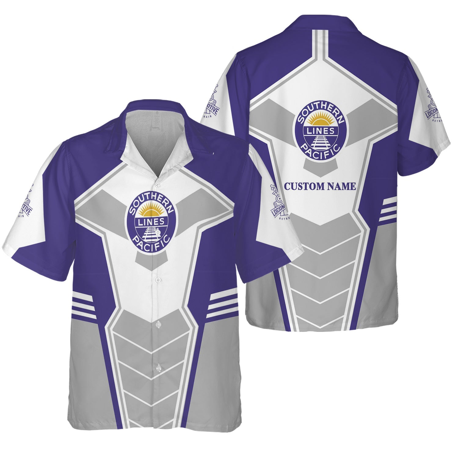 Railspirit Personalized Southern Pacific Railroad Hawaiian Shirt Engine-Inspired Style Train Shirt for Railroad Fanatic