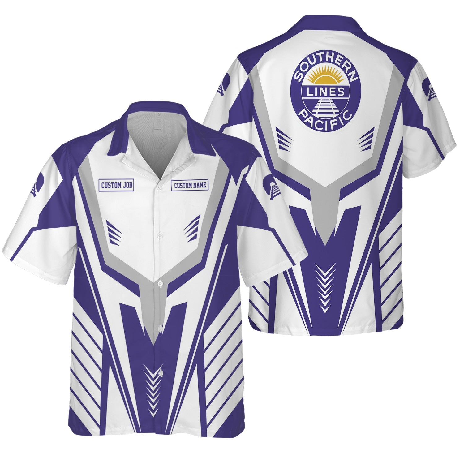 Railspirit Personalized Southern Pacific Railroad Hawaiian Shirt Workwear-Inspired with Custom Position Train Shirt