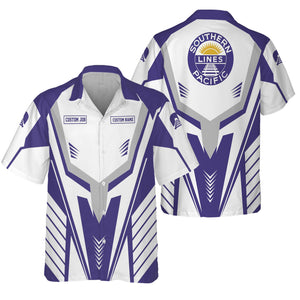Railspirit Personalized Southern Pacific Railroad Hawaiian Shirt Workwear-Inspired with Custom Position Train Shirt
