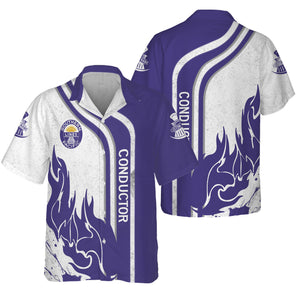 Railspirit Personalized Southern Pacific Railroad Hawaiian Shirt Flame Design with Custom Job Position Train Shirt