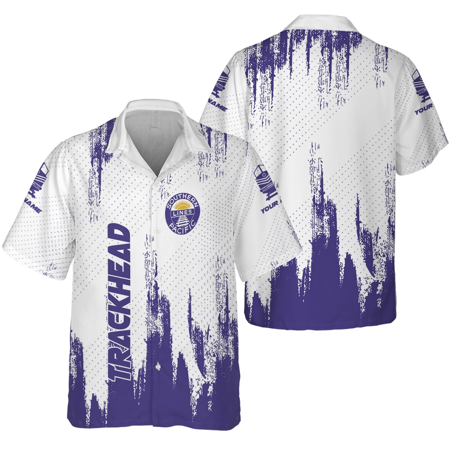 Railspirit Personalized Southern Pacific Railroad Hawaiian Shirt Paint Impact Design Train Shirt for Trackhead