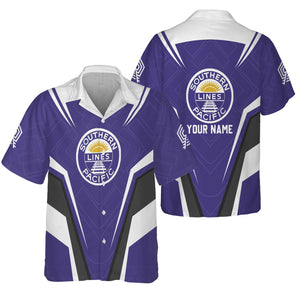 Railspirit Personalized Southern Pacific Railroad Hawaiian Shirt Railway Inspired Apparel Train Shirt For Train Lovers