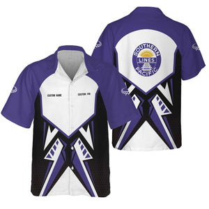 Railspirit Personalized Southern Pacific Railroad Hawaiian Shirt Vibriant Style with Custom Position Train Shirt