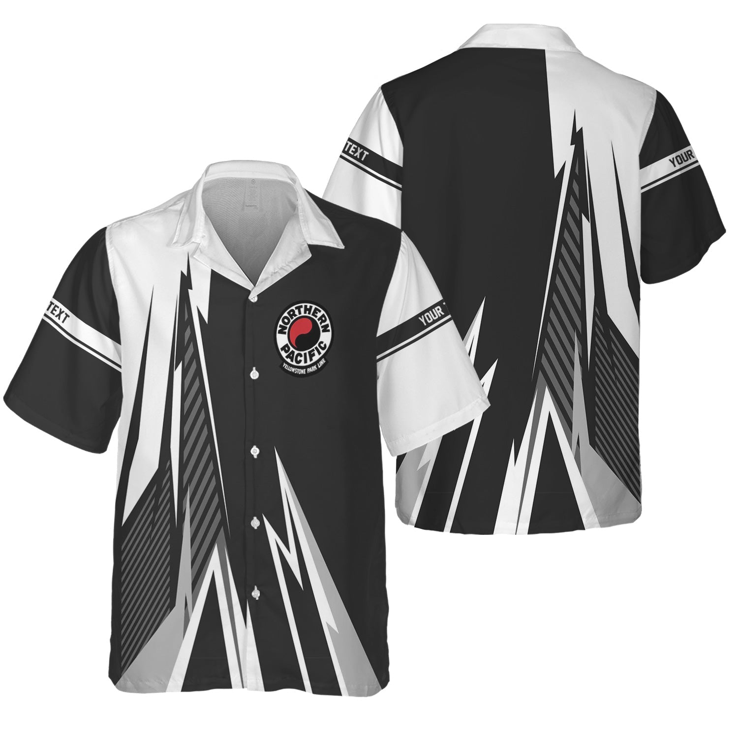 Railspirit Personalized Northern Pacific Railway Hawaiian Shirt Lightning-Inspired Railway Style Shirt For Train Lovers